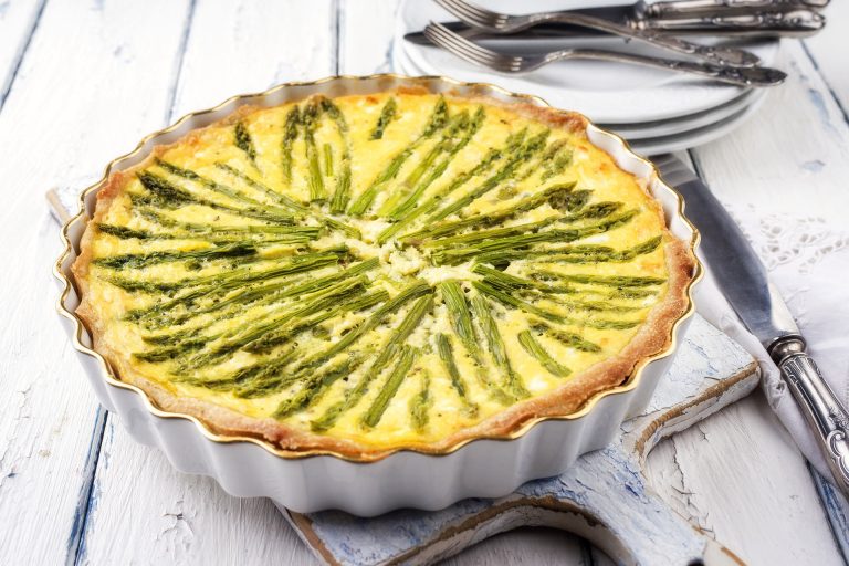 Tart,With,Green,Asparagus,On,Backing,Form,As,Top,View