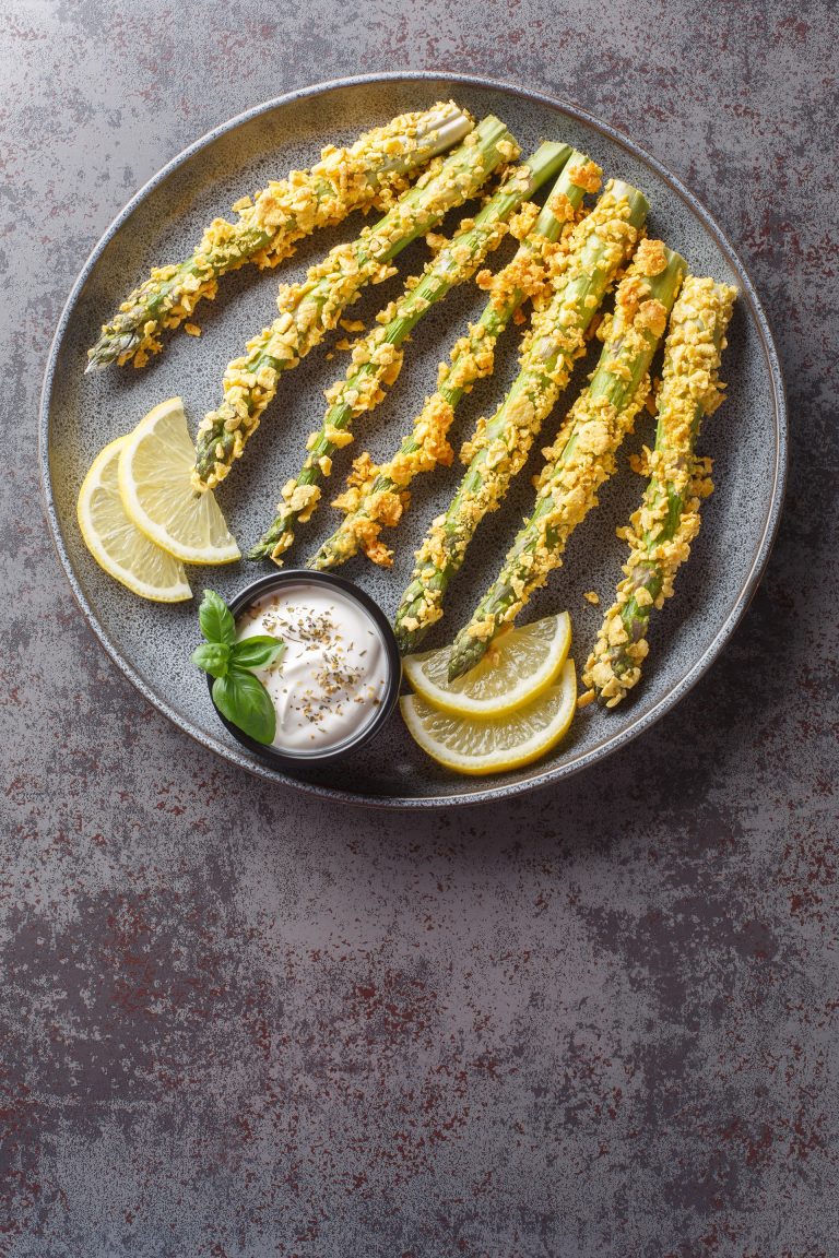 Crunchy,Baked,Asparagus,Fries,With,Mayonnaise,Dip,,Healthy,Vegetable,Snack